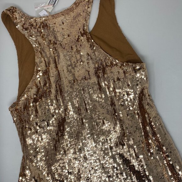ALICE + OLIVIA Avril Bronze Sequin Mini Tank Dress Medium NWT $495 - Picture 10 of 11